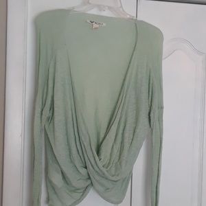 Seafoam green draped top